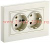 Розетка ИЭК BRITE 2х2P+E двойная Schuko 16А бежевый в сборе (РС12-3-БрКр) BR-R21-16-K10-F