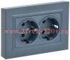 Розетка ИЭК BRITE 2х2P+E Schuko со шторками двойная 16А маренго сборе (РСш12-3-БрМ) BR-R24-16-K35-F