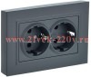 Розетка ИЭК BRITE 2х2P+E Schuko со шторками двойная 16А графит в сборе (РСш12-3-БрГ) BR-R24-16-K53-F