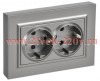Розетка BRITE 2-я с з/к/ш пл 16А в сб. РСшПл12-3-БрС сталь IEK BR-R28-16-K46-F