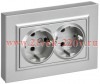 Розетка BRITE 2-я с з/к/ш пл 16А в сб. РСшПл12-3-БрА алюм. IEK BR-R28-16-K47-F