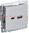 Зарядка ИЭК BRITE USB A+С 3,1А алюминий (РЮ11-1-БрА) BR-U22-018-K47