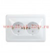Розетка двойная 2х2P+E Schuko со шторками ИЭК ВЕГА 16А белый (РСш12-3-ВБ) ERV24-K01-16-DM