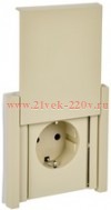 Розетка с заземлением ИЭК FORTE&PIANO FP419 16А шторки крышка автозажим IP44 ваниль FP-R16-16-1-44-K10