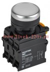 Кнопка d22мм 1НО+1НЗ с подсветкой и фиксацией бел. MASTER IEK MI-BT60-11TD-3-11-K01